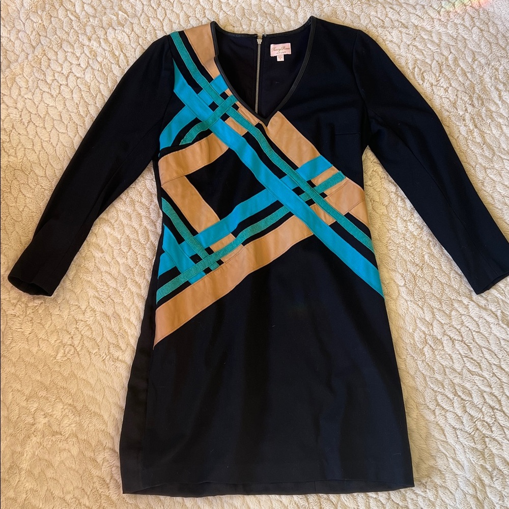 Tracy Reece Dress • Leather Appliqué Panels • Zipper Details • Above the Knee